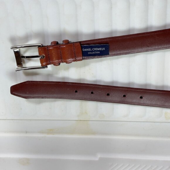 DANIEL CREMIEUX Collection Mens Brown Italian Leather Belt Silver Buckle Size 44 - Picture 10 of 16